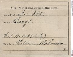 Etiketten zu Baryt (NHMW-MIN-Ac465)